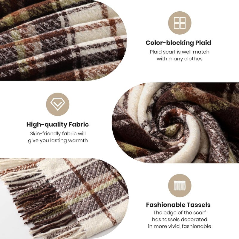 Pleneal Scarf for Women, Womens Winter/Fall Scarf,Long Plaid Shawls and Wraps, Cashmere Feel Blanket Pashmina Scarves - Image 3
